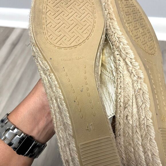 Toni Pons Sandals Women’s 41 Bernia Metallic Leather Wedge Peep Toe Espadrille - Picture 7 of 8